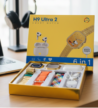 H9 Ultra 2 Smart Watch | Original Full Display | AirPods 3 BT | 6‑in‑1 Set with Cover & Straps